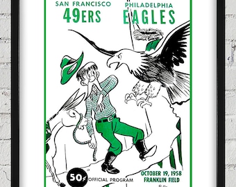 1958 Vintage San Francisco 49ers - Philadelphia Eagles Football Program Cover - Digital Reproduction