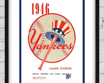 1946 Vintage New York Yankees Program Cover - Digital Reproduction