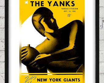 1945 Vintage Boston Yanks - New York Giants Football Program Cover - Digital Reproduction