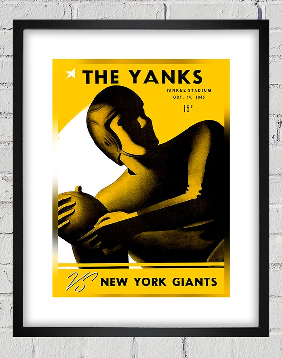 1945 Vintage Boston Yanks - New York Giants Football Program Cover - Digital Reproduction