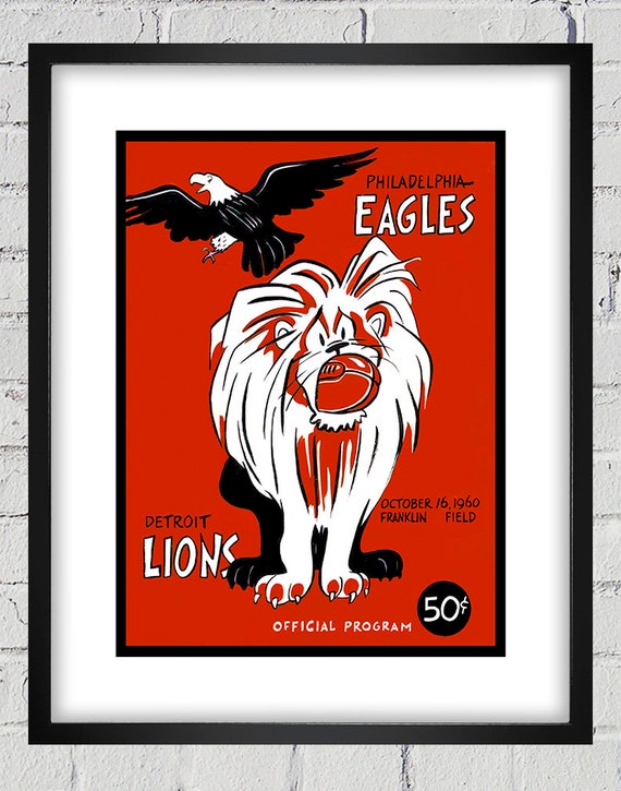 1960 Vintage Detroit Lions - Philadelphia Eagles Football Program  Cover - Digital Reproduction