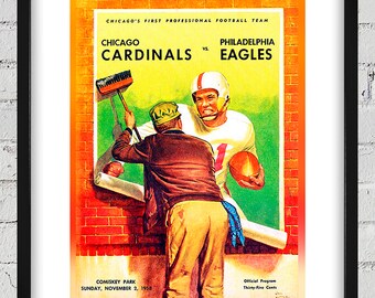 1958 Vintage Philadelphia Eagles - Chicago Cardinals Football Program Cover - Digital Reproduction