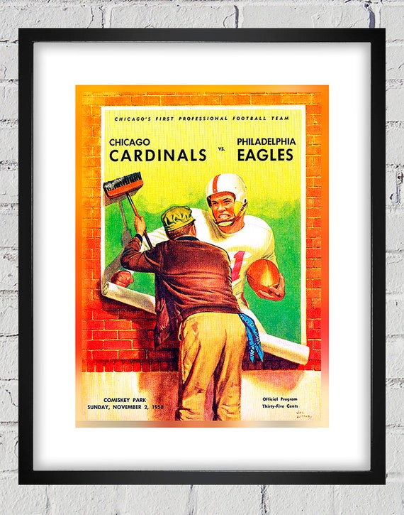 1958 Vintage Philadelphia Eagles - Chicago Cardinals Football Program Cover - Digital Reproduction