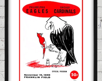 1959 Vintage Chicago Cardinals - Philadelphia Eagles Football Program Cover - Digital Reproduction