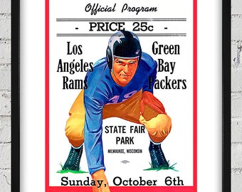 1946 Vintage Los Angeles Rams - Green Bay Packers Football Program Cover - Digital Reproduction