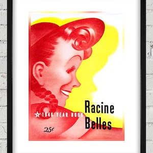 1946 Vintage Racine Belles Baseball Yearbook Cover - Digital Reproduction