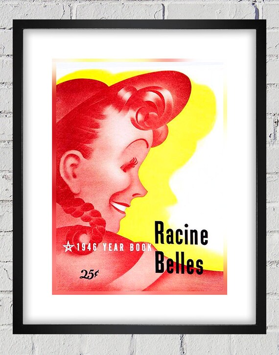 1946 Vintage Racine Belles Baseball Yearbook Cover - Digital Reproduction