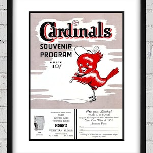 1950 Vintage Fresno Cardinals Baseball Program Cover - California League - Digital Reproduction