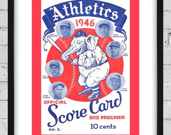 1946 Vintage Philadelphia Athletics Program Cover - Digital Reproduction