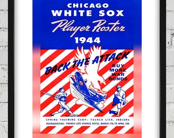 1944 Vintage Chicago White Sox Baseball Player Roster Cover - Digital Reproduction
