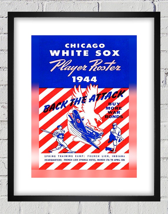 1944 Vintage Chicago White Sox Baseball Player Roster Cover - Digital Reproduction