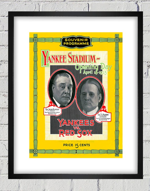 1923 Vintage  New York Yankees - Boston Red Sox Opening Day Programme Cover - Digital Reproduction