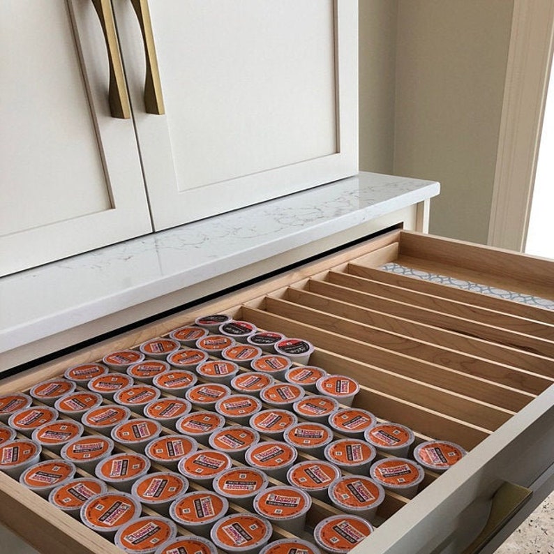 Customizable KCup pod Drawer Organizer Solid Wood Etsy