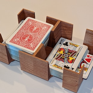 Bandeja para 6 cartas de madera de cerezo para canasta o Uno, 2" de profundidad