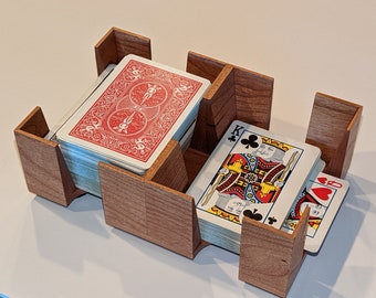 6 deck Cherry Wood Canasta / Uno Card Tray, 2" deep