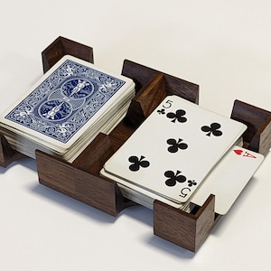 2 decks notenhouten Canasta/Uno-kaartlade, 1" diep