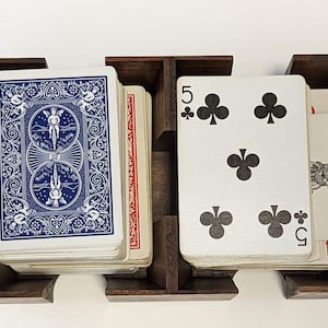 6 decks walnotenhouten Canasta/Uno-kaartlade, 2" diep