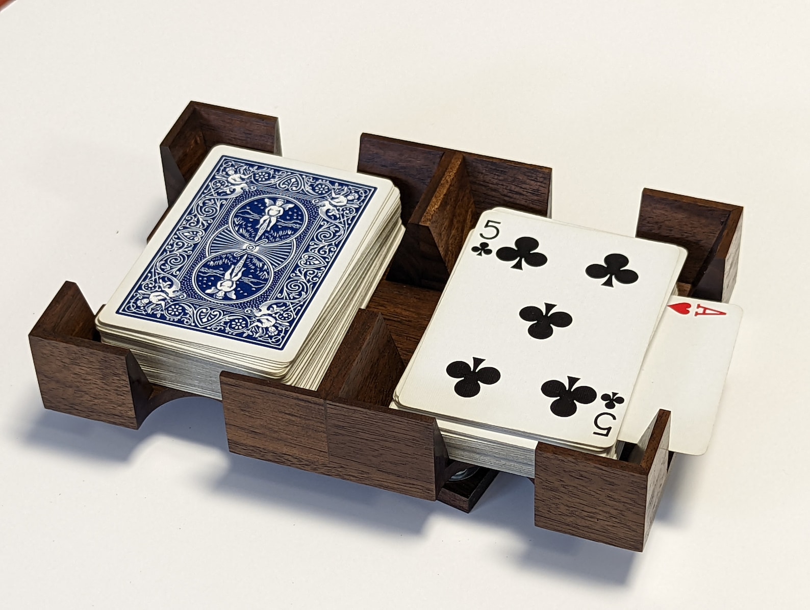 2 Deck Walnut Wood Canasta / Uno Card Tray 1 Deep Etsy