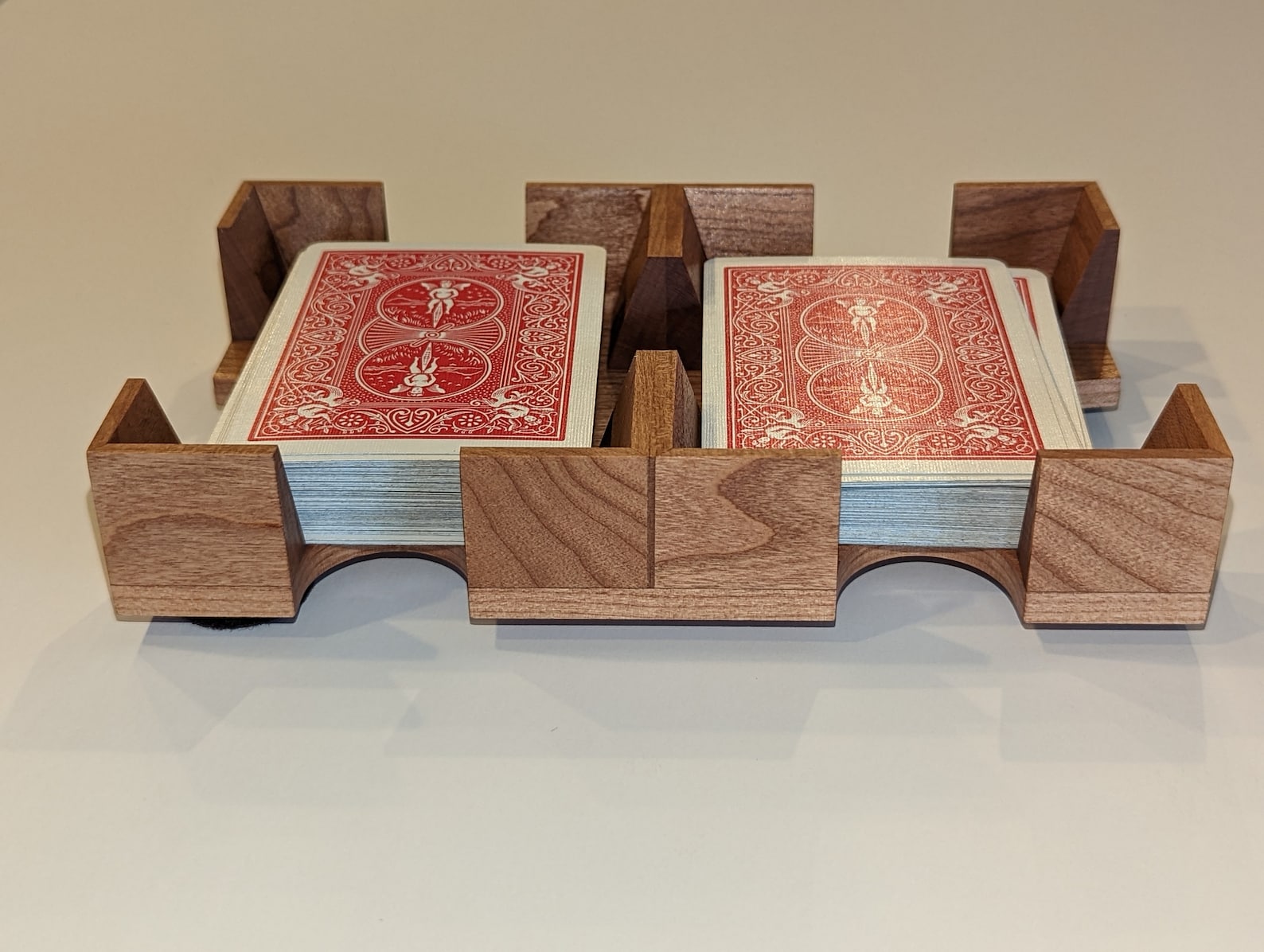 2 Deck Cherry Wood Canasta / Uno Card Tray, 1