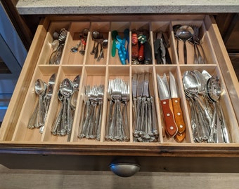 Custom Made Kitchen (or anywhere) Drawer Organizer - Solid Maple Hardwood
