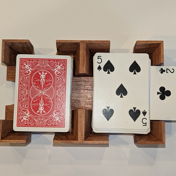 2 deck Cherry Wood Canasta / Uno Card Tray, 1" deep