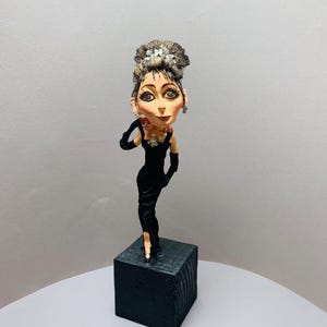 Art doll “Audrey with a Cat” for collection and interior