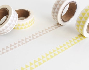 Triangle Pattern Washi Tape 10m, jolis fournitures de planificateur, ruban adhésif d'artisanat, ruban washi bunting, fabrication de cartes, bannière jaune washi bande