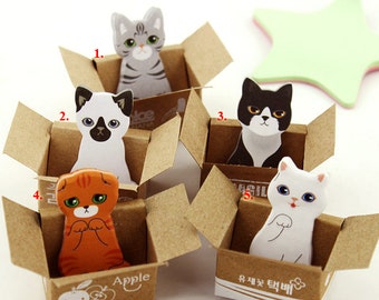 Cat Sticky Notes, kitty post its, cat memo pad, cute cats stationery, gifts for cat lovers, cat lady gift, page markers, cat lover present