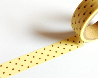 Cream Polka Dot Washi Tape 5m, pretty planner supplies, dotted decorative tape, scrabooking craft tape journaling, polkadot gift wrap tape