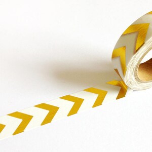 Gold Chevron Washi Tape 10m, gold foil washi tape, gold pattern washi tape, journaling planner suppies, scrapbooking, stationery gift image 1