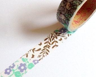 Floral Washi Tape 5m, planner supplies, craft masking tape, flower washi tape, scrapbooking planner accessories, cute stationery, craft tape