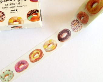 Donut Washi Tape 7m, planner supplies, crafting tape, scrapbooking, kawaii planner accessories, doughnut washi tape, cute food stationery