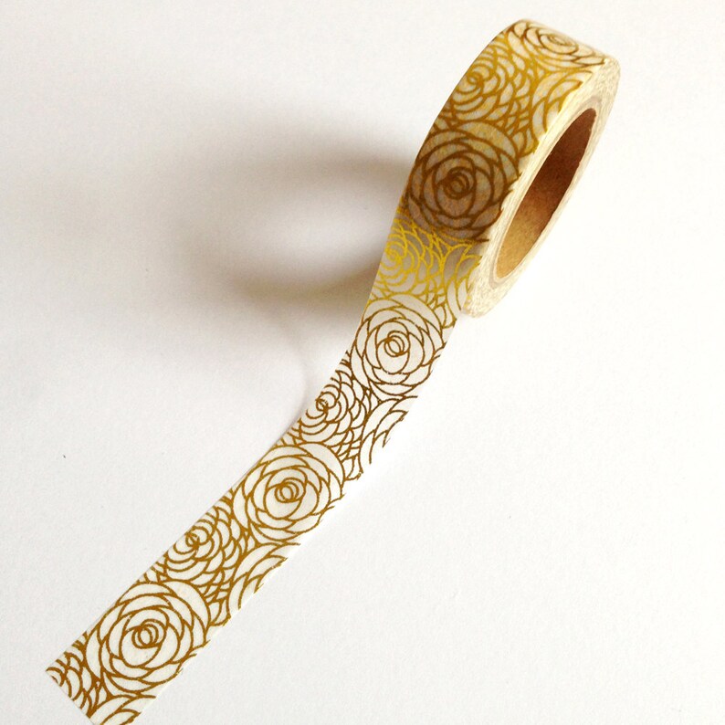 Rose Gold Foil Washi Tape 10m planner supplies floral washi Etsy