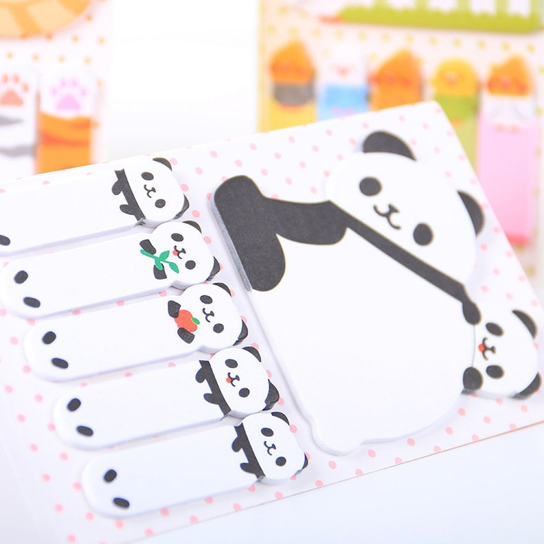 Panda Sticky Notes Kawaii Stationery Panda Memo Pad Cute Etsy