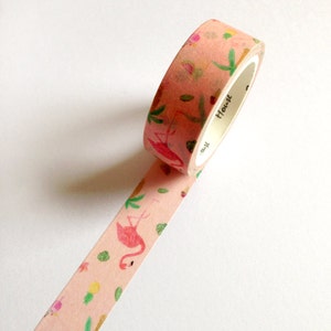 Flamingo Washi Tape, summer washi tape, flamingo planner supplies, tropical washi tape, pink washi tape, cute flamingo tape, scrapbooking image 2