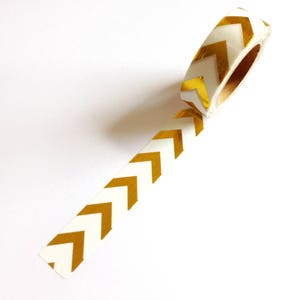 Gold Chevron Washi Tape 10m, gold foil washi tape, gold pattern washi tape, journaling planner suppies, scrapbooking, stationery gift image 4