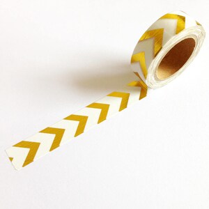 Gold Chevron Washi Tape 10m, gold foil washi tape, gold pattern washi tape, journaling planner suppies, scrapbooking, stationery gift image 2