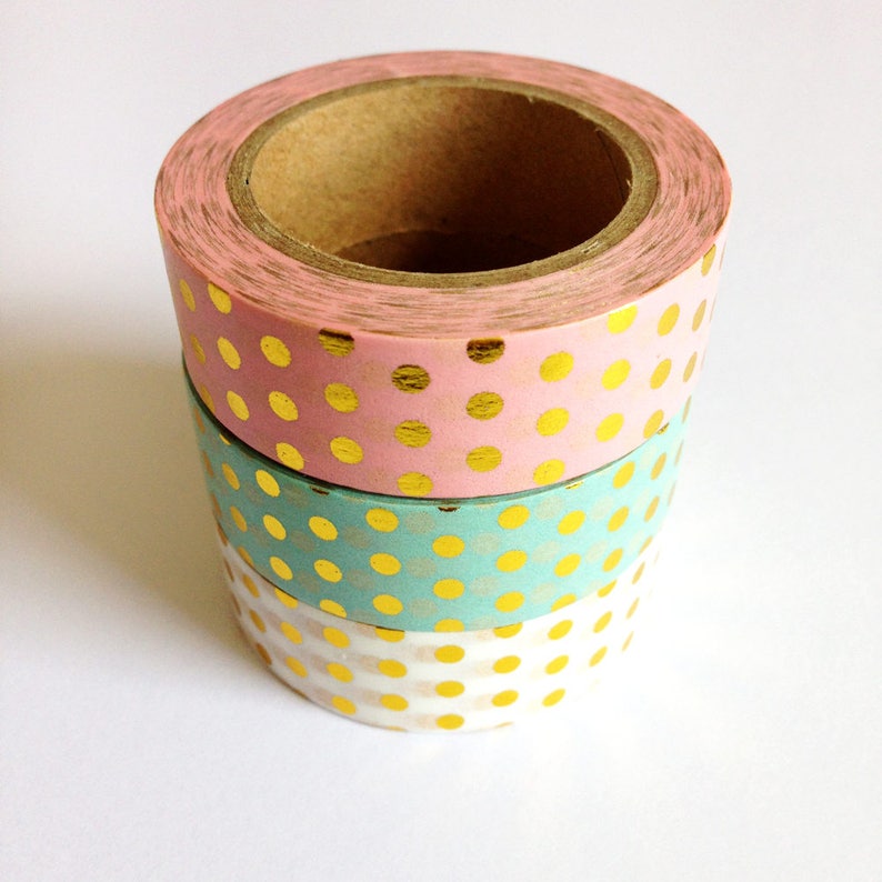 Gold Foil Polka Dot Washi Tape polkadot masking tape pretty Etsy