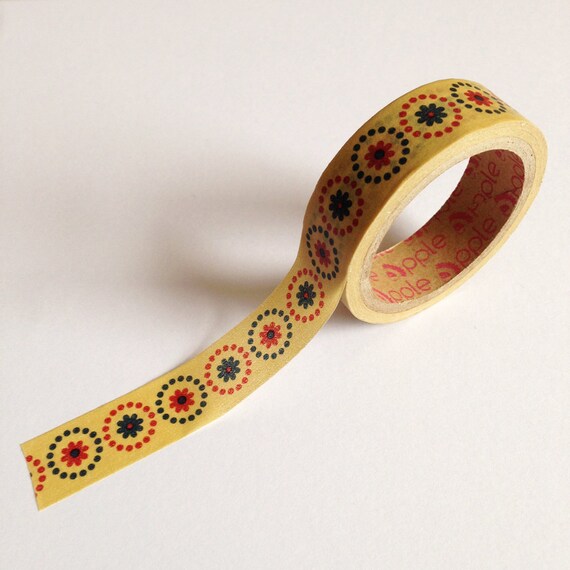 Paper Tape Crafting Decorative Tape Yellow Retro Flowers Washi Tape Boho Planner Supplies Masking Tape Scrapbook Tape