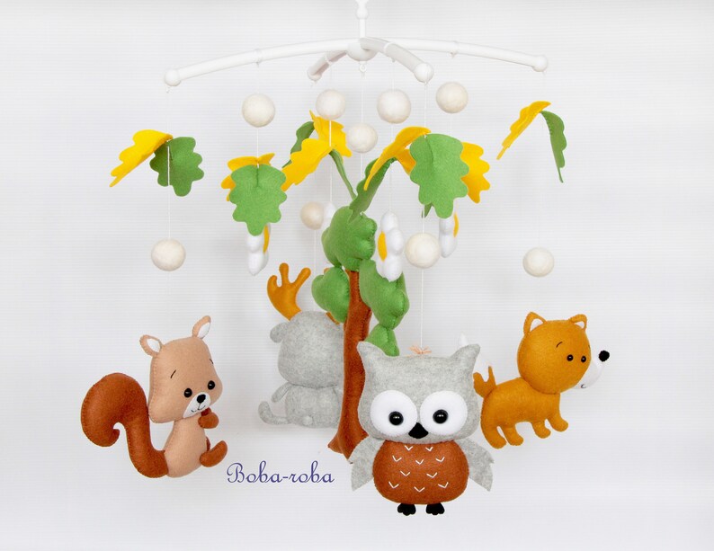 Felt mobile pattern Woodland mobile sewing pattern Woodland Etsy