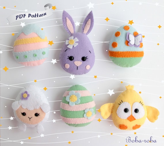 Felt easter pattern Easter eggs pattern Egg felt pattern Etsy