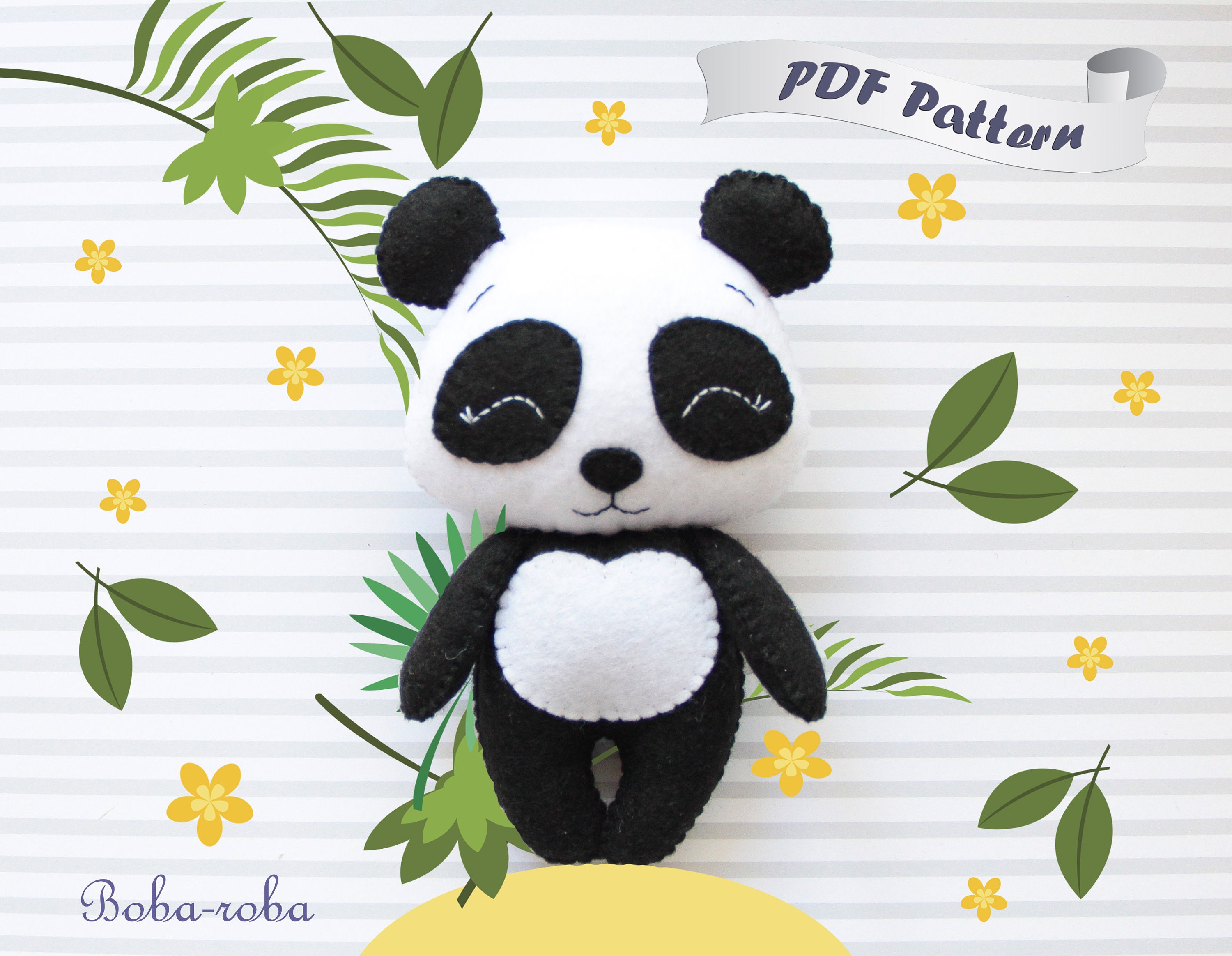 Felt Panda pattern Felt panda sewing Panda ornaments Etsy
