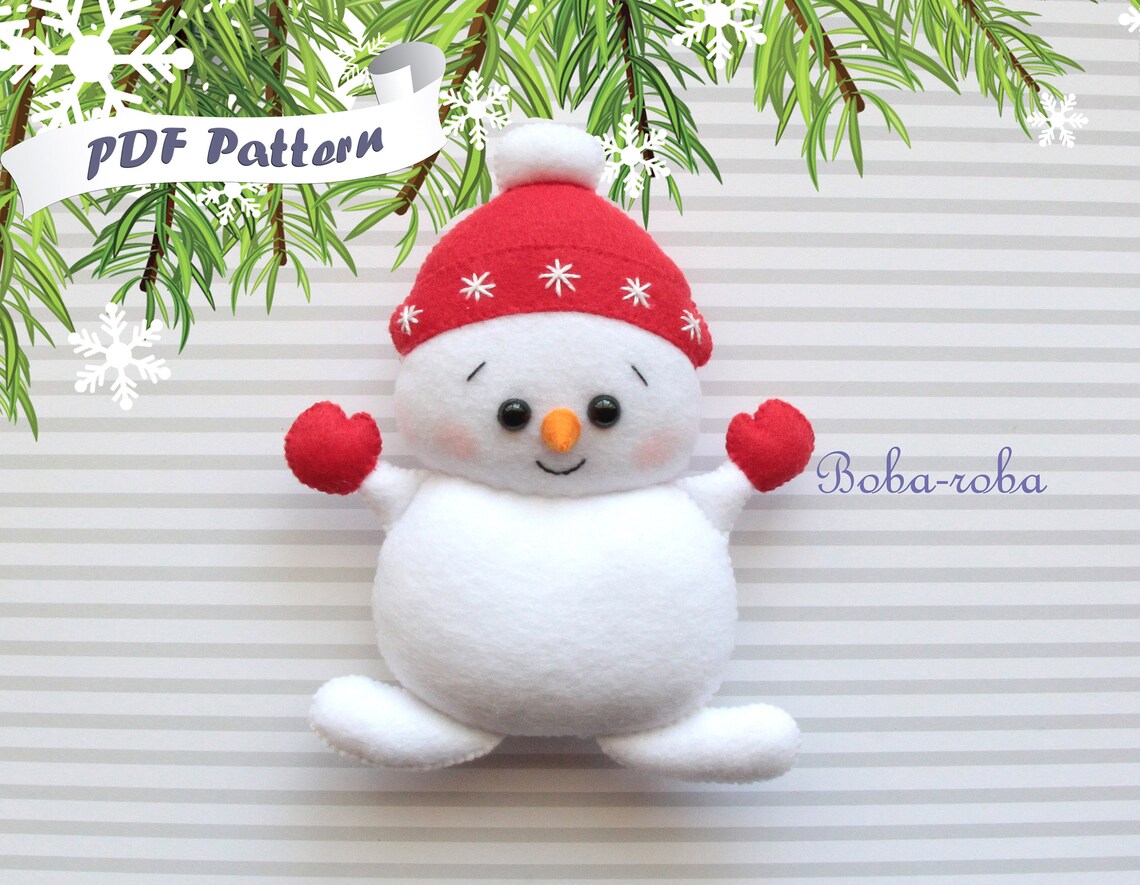 Felt Snowman PDF pattern Christmas ornaments Sewing PDF Etsy