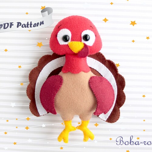 Turkey pattern Felt pattern Thanksgiving decor Felt turkey sewing Turkey ornament Autumn decor Thanksgiving diy Turkey toy
