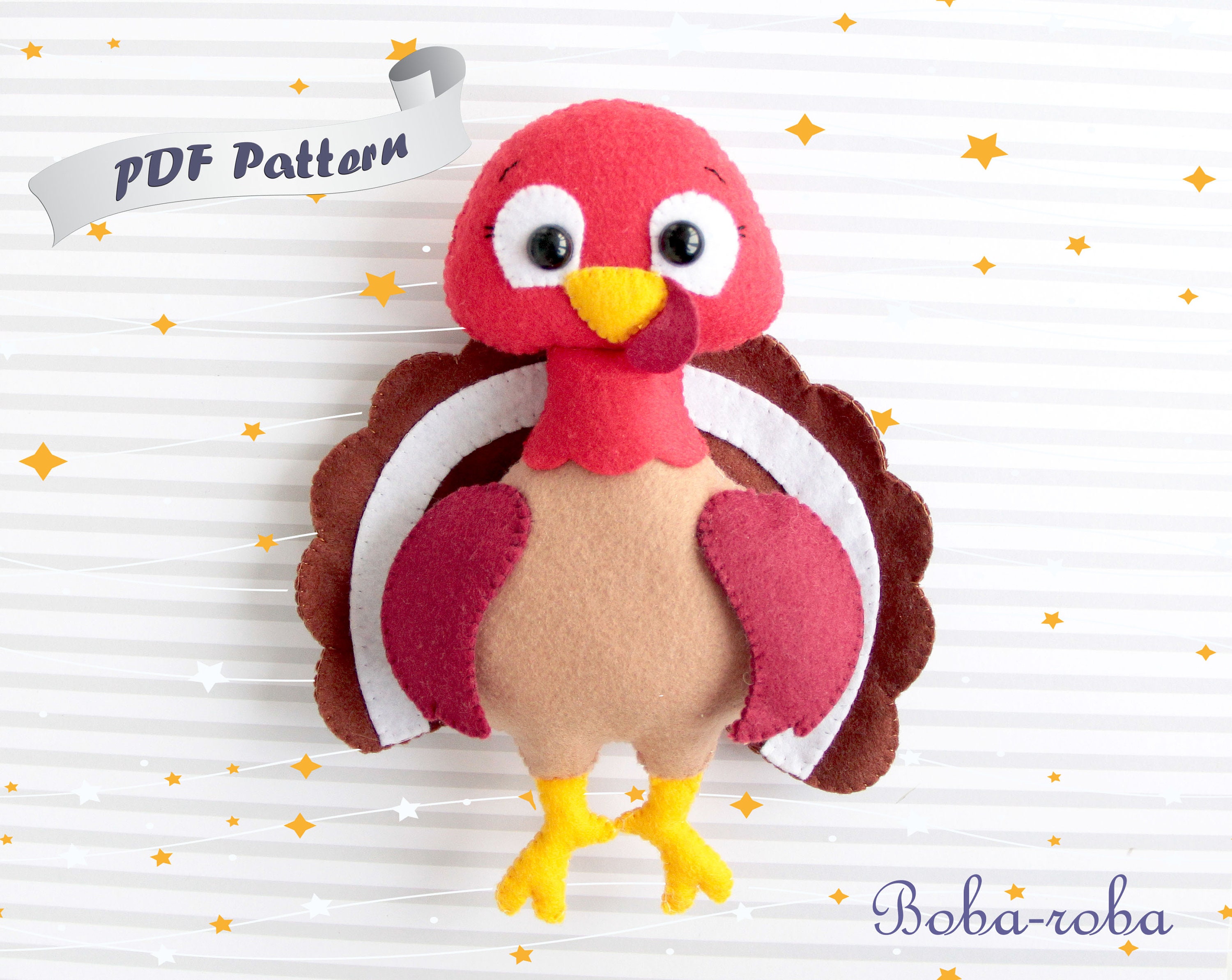Turkey pattern Felt pattern Thanksgiving decor Felt turkey | Etsy