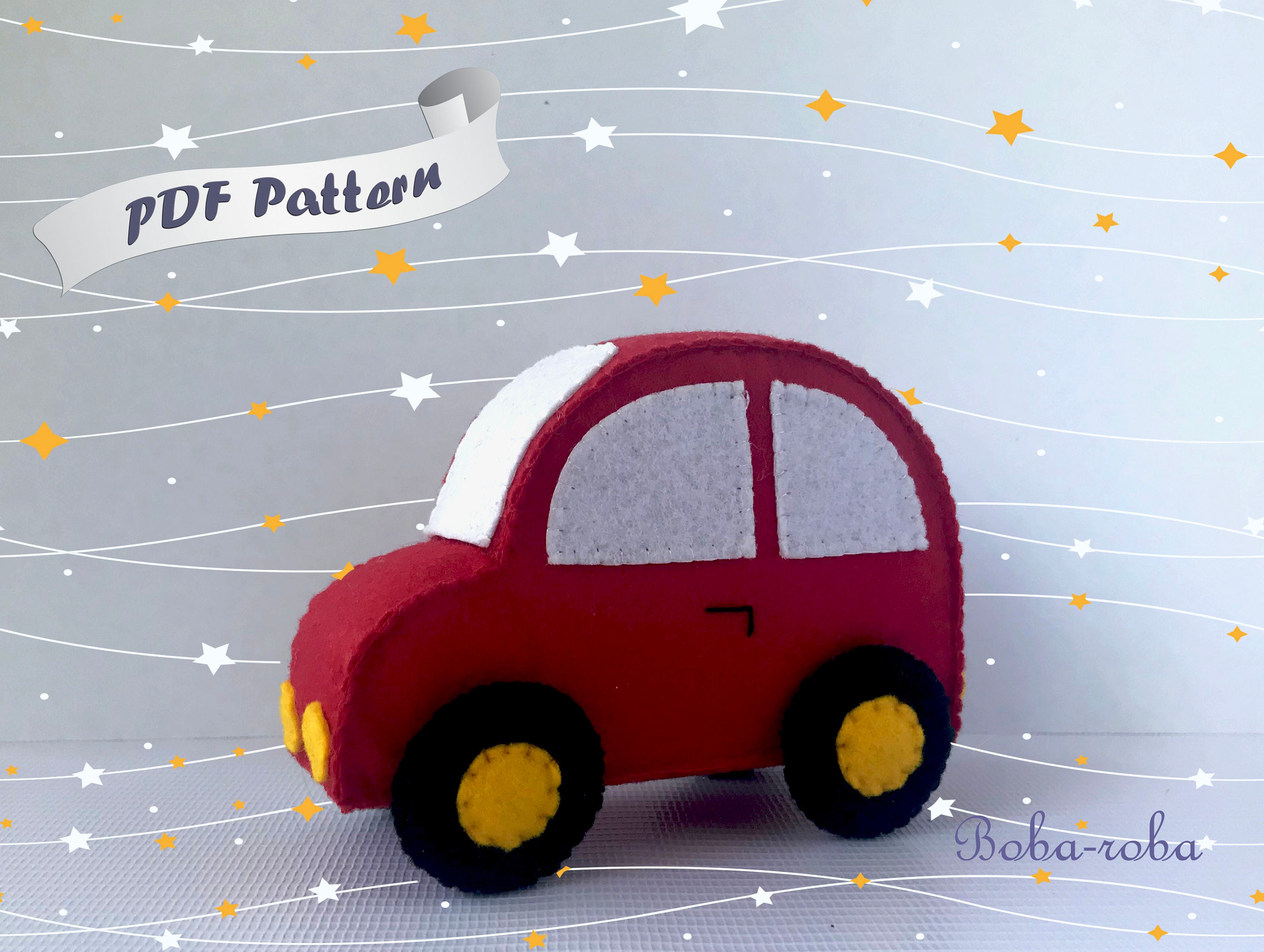Felt car pattern PDF Felt Car sewing pattern ornament PDF Etsy