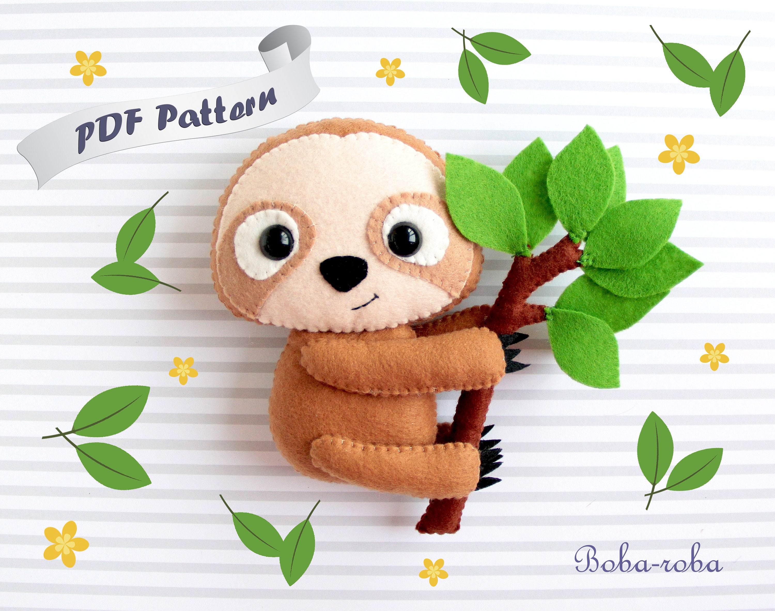 Sewing patterns Felt pattern Sloth pattern Felt animal Etsy