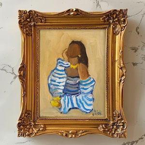 Abstract Woman Portrait Painting in Frame Boho Girl Original Wall Art Faceless Female Portrait Oil Painting Minimalistic Figurativ 8x6&#39;&#39;