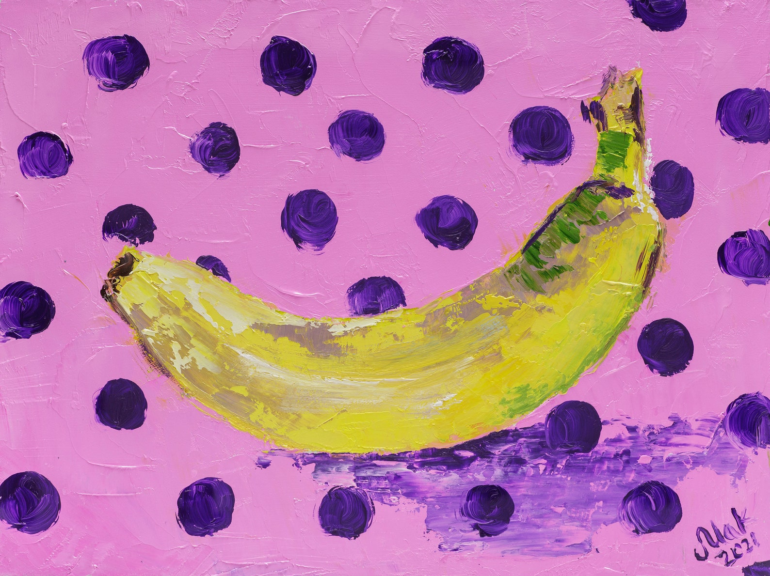 Banana Painting Food Original Art Fruit Oil Painting Dinning Etsy