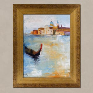 Venice Oil Painting in Frame Italy Landscape Original Wall Art Abstract Seascape Grand Canal Artwork  by NatalyMak